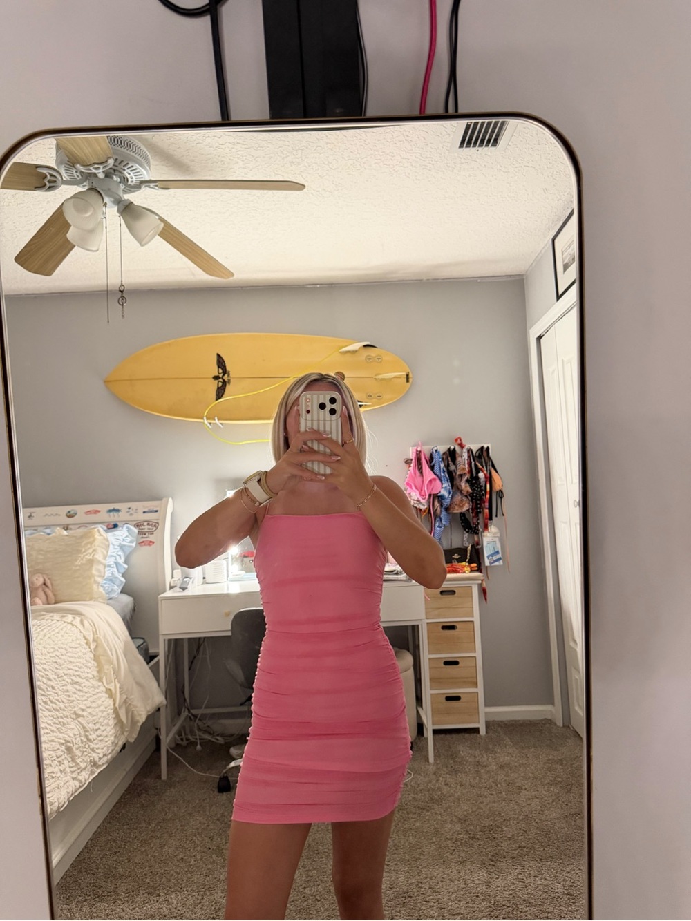 Hello Molly Pink Strapless Bodycon Mini Dress